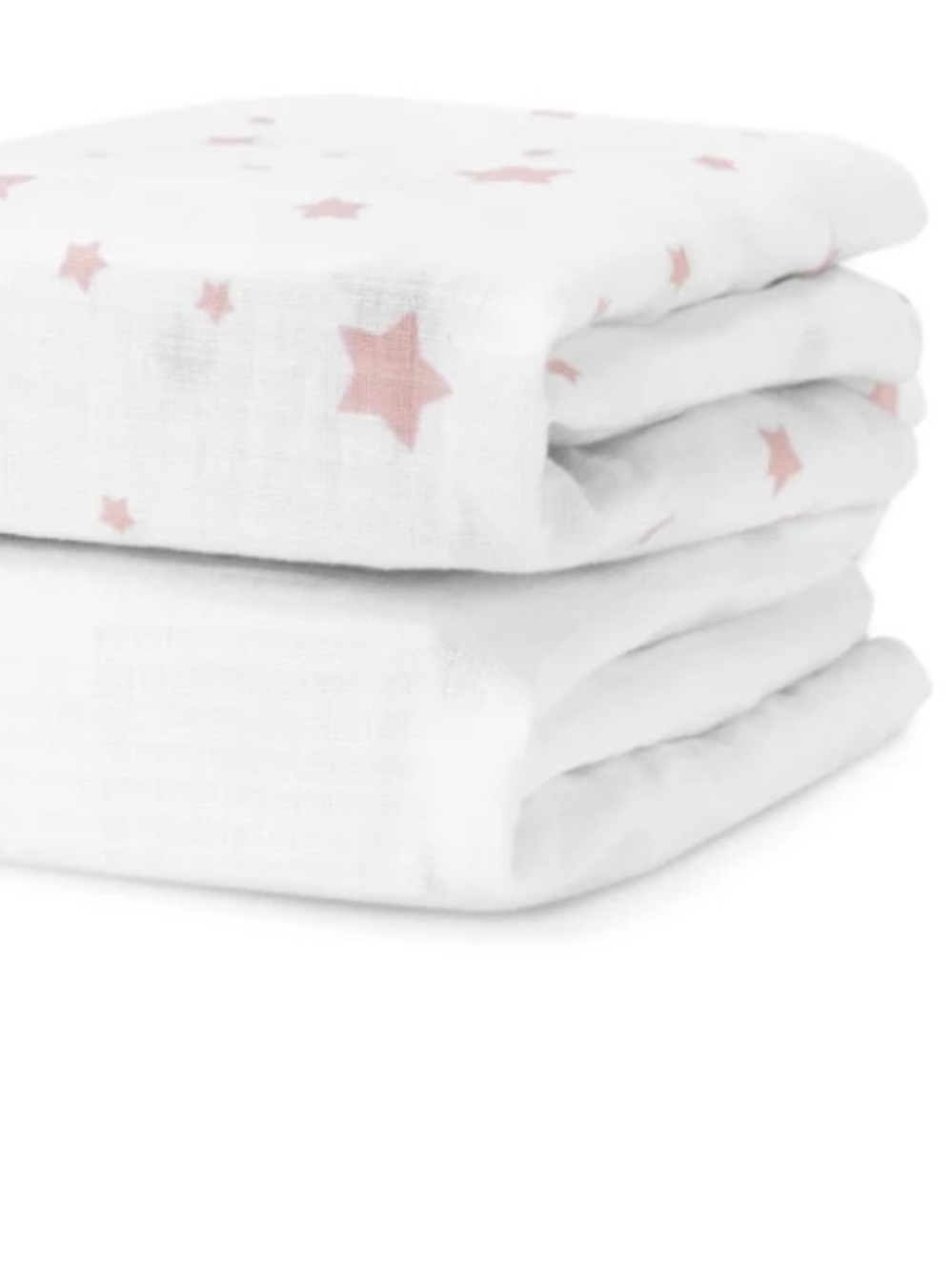 Newton Breathable Organic Cotton Sheets Set of 2 Stardust Blush Coral and White
